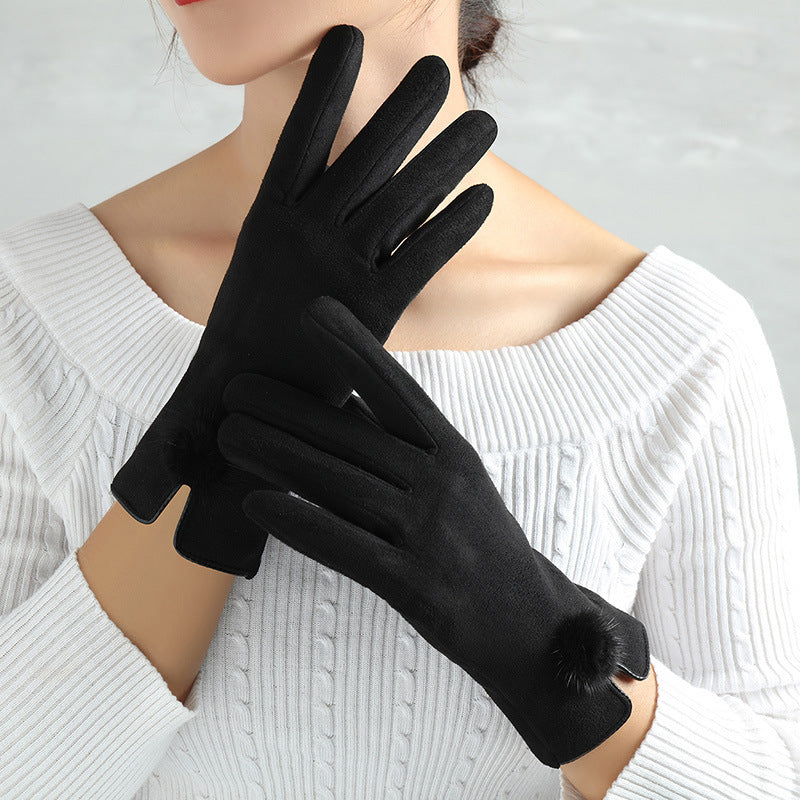 Guantes de ante con dedos cálidos para mujer