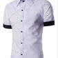 Men Short Spread Collar Sleeve Shirt