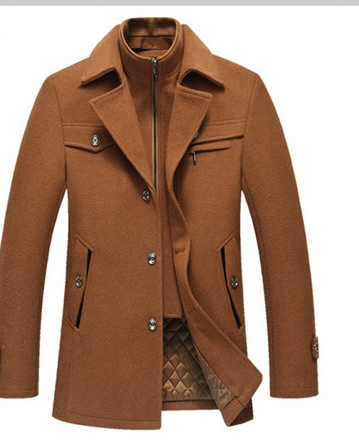 Abrigos de lana para hombre, abrigos cálidos ajustados de invierno, abrigos de marca con cuello desmontable, gabardinas informales de mezcla de lana SL-F053