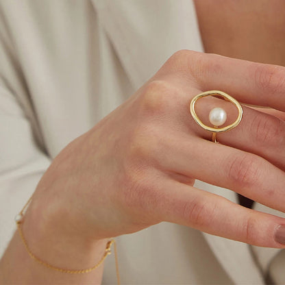 Anillo delicado de perlas de imitación para mujer Anillos minimalistas