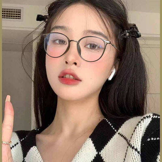 Metal Anti Blue Light Glasses Frame Retro Women