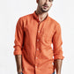 Long-sleeved cotton and linen shirts for men