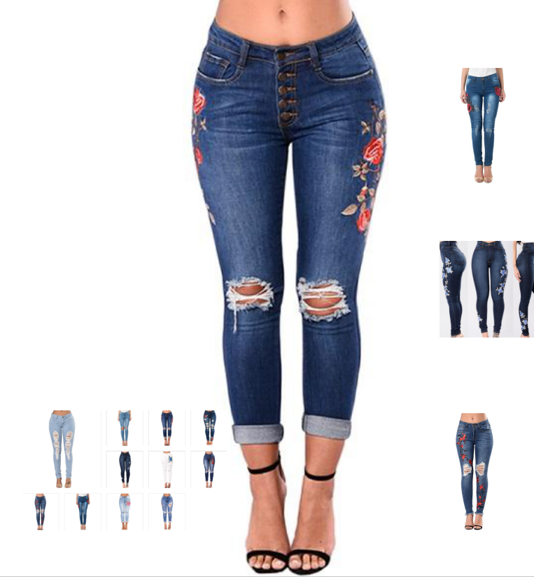 Jeans rasgados para mujer Jeans de mujer Pantalones lápiz Jeans de mezclilla