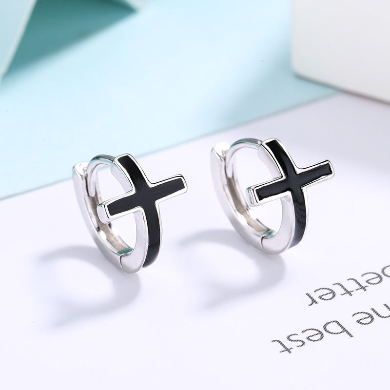 S925 Sterling Silver Cross Earrings women men Earrings