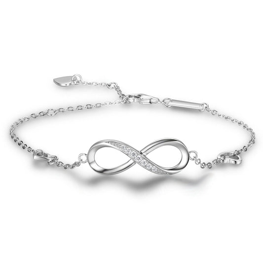 Pulseras de plata de ley 925 Infinite Love para mujer, pulseras y brazaletes ajustables para boda, joya de regalo de aniversario