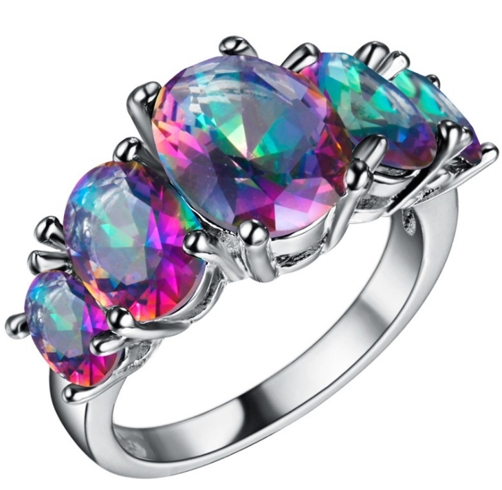 Anillos de circonia cúbica para mujer, anillo de cristal rosa, anillos coloridos de aleación de Zinc, joyería, bisutería