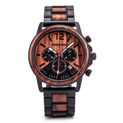 Csutomize grabar logo relojes de madera para hombre DODO DEER Timer reloj de pulsera cronógrafo de lujo reloj de pulsera masculino fecha automática