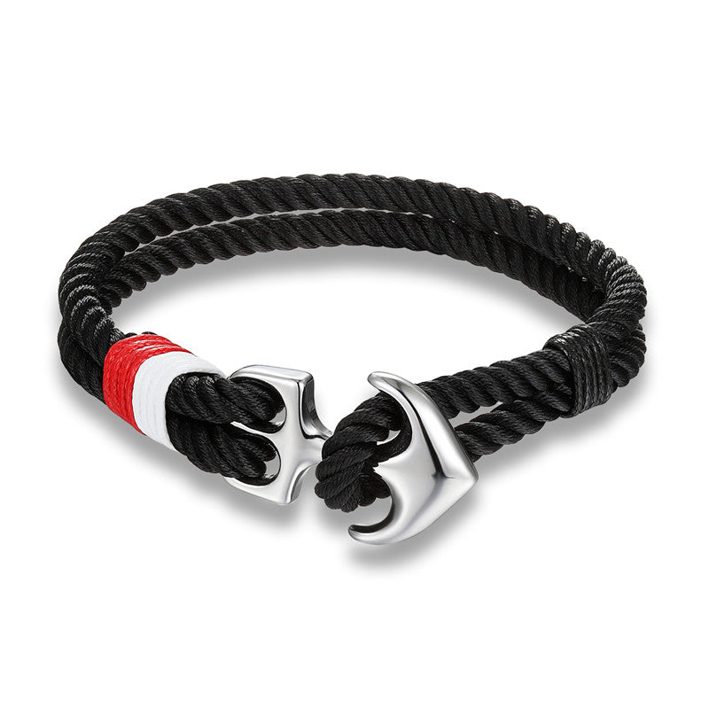 Pulseras de ancla de alta calidad para hombre, pulsera de cuerda de supervivencia náutica, pulsera de Paracord, ganchos deportivos de Metal envolvente para hombre 