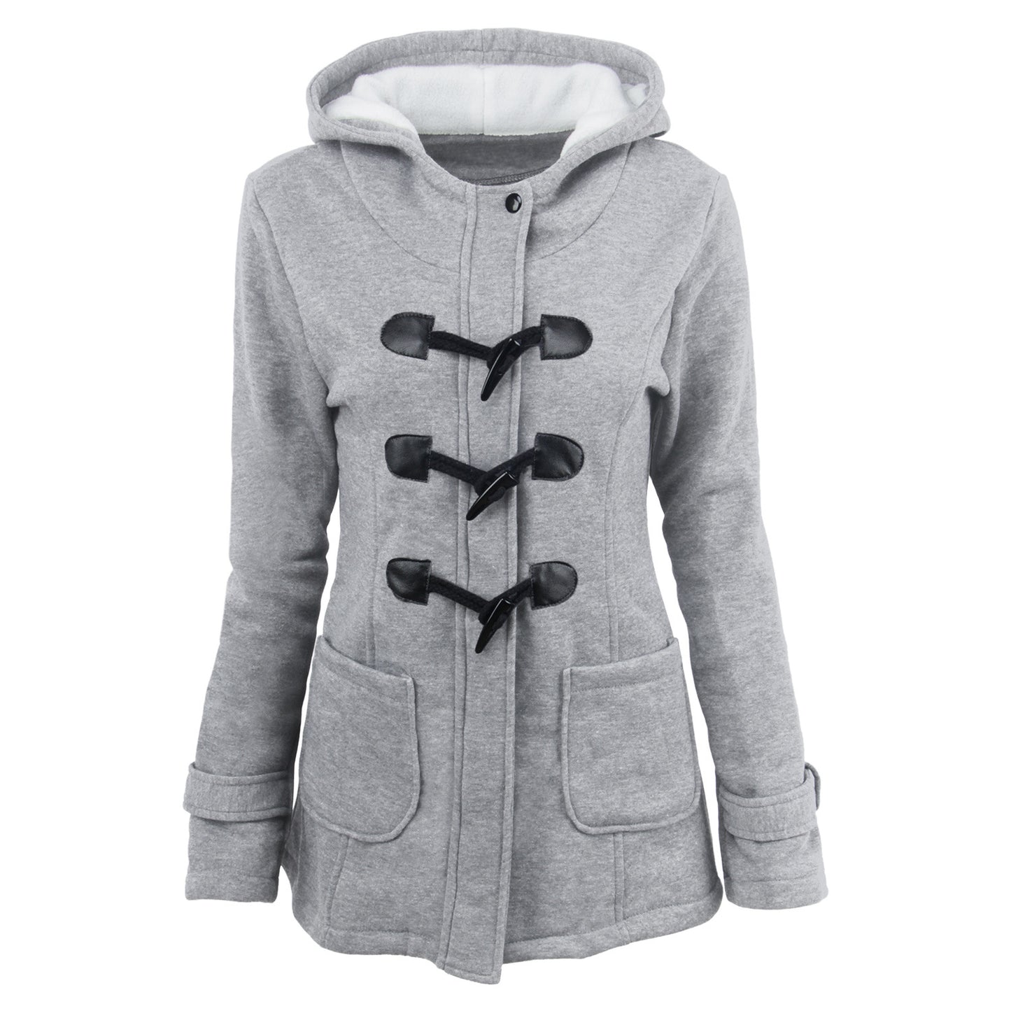 Chaquetas cálidas con Cuello de piel para invierno, abrigo largo con botones de bocina para mujer, parka de talla grande para mujer