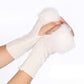 Knitted Gloves for Women Fur Mid Length Half Finger Computer