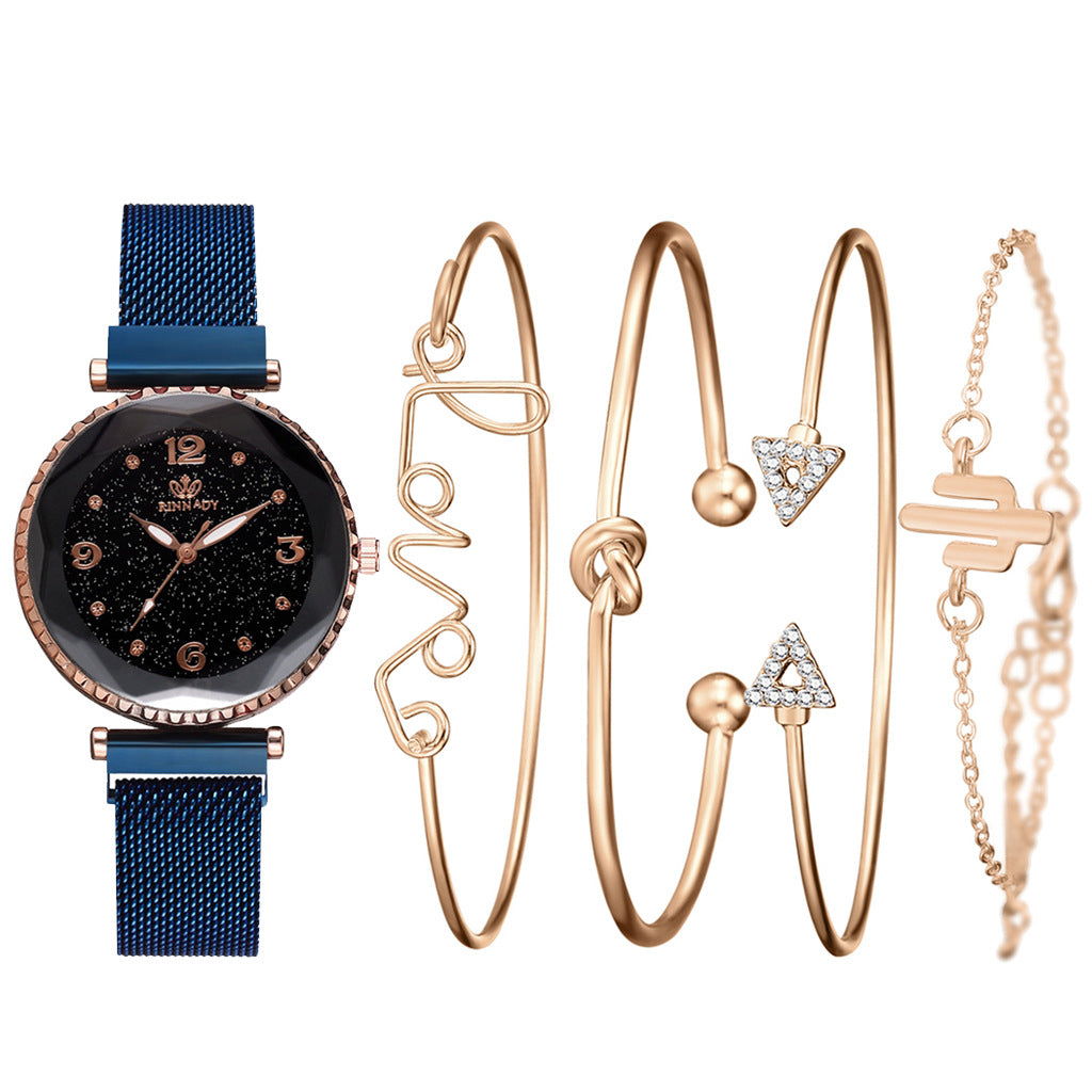 Relojes de mujer cielo estrellado hebilla magnética pulsera de moda reloj de pulsera Número romano reloj Simple regalo