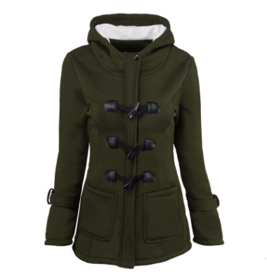 Chaquetas cálidas con Cuello de piel para invierno, abrigo largo con botones de bocina para mujer, parka de talla grande para mujer