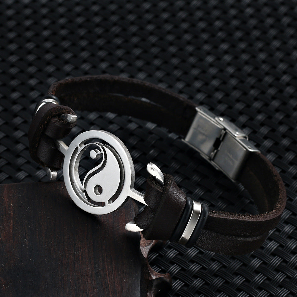 Titanium steel bracelet men stainless steel Tai  Taoism