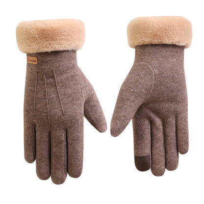 Guantes de dedo completo de cachemira de otoño e invierno para mujer