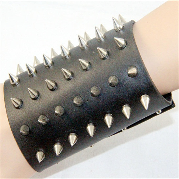 Punk Rivet Leather Hand Jewelry Bracelet Casual Men Metal Wide Stud Bracelet Wristbands