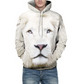 Men's autumn and winter models 3D white lion hooded sweater casual large size lovers