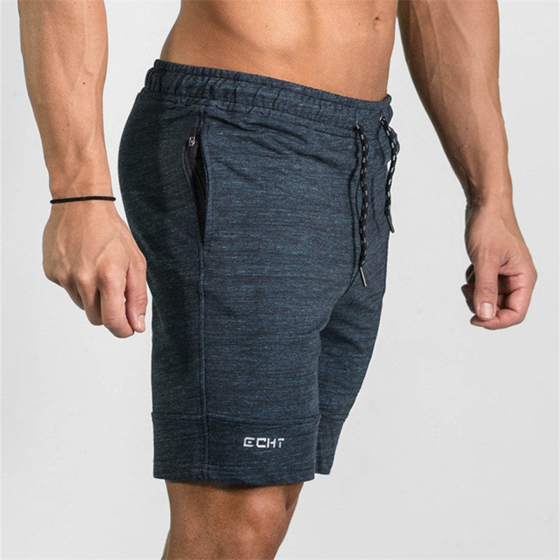 Pantalones cortos de verano para hombre, ropa de culturismo, pantalones cortos de algodón con cremallera para Fitness y entrenamiento 