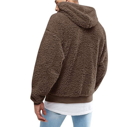 Otoño nueva sudadera cálida para hombre sudaderas de invierno con capucha de lana esponjosa sudadera informal sin mangas larga pulóver moda 