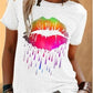 Sexy lips daisy print tops women's tops