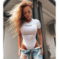Letter embroidery high waist jumpsuit women