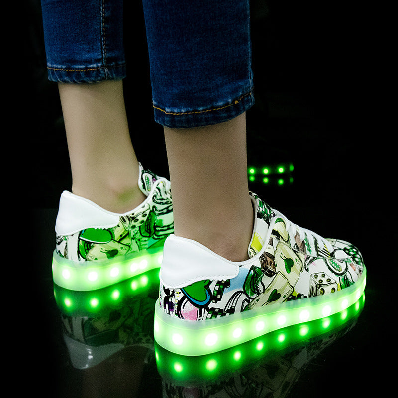 Zapatos ligeros para hombre y mujer, pareja de zapatos fluorescentes.