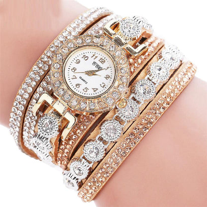 Reloj masculino de cuarzo para mujer, reloj de pulsera con diamantes de imitación de cuero PU para mujer