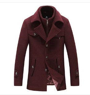 Abrigos de lana para hombre, abrigos cálidos ajustados de invierno, abrigos de marca con cuello desmontable, gabardinas informales de mezcla de lana SL-F053