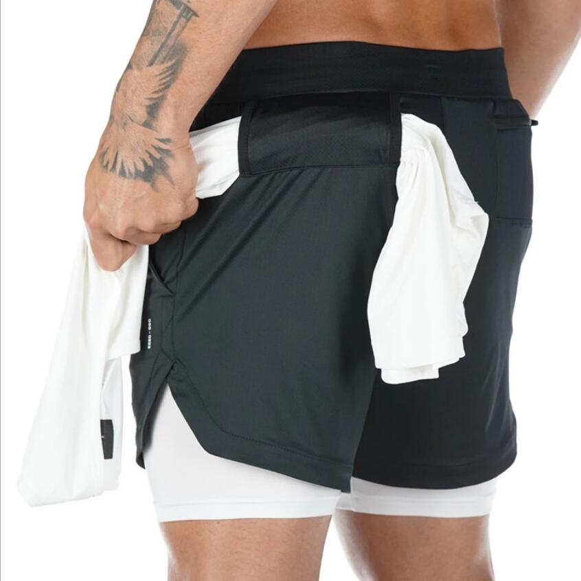 Pantalones cortos para correr de verano para hombre Pantalones cortos deportivos 2 en 1