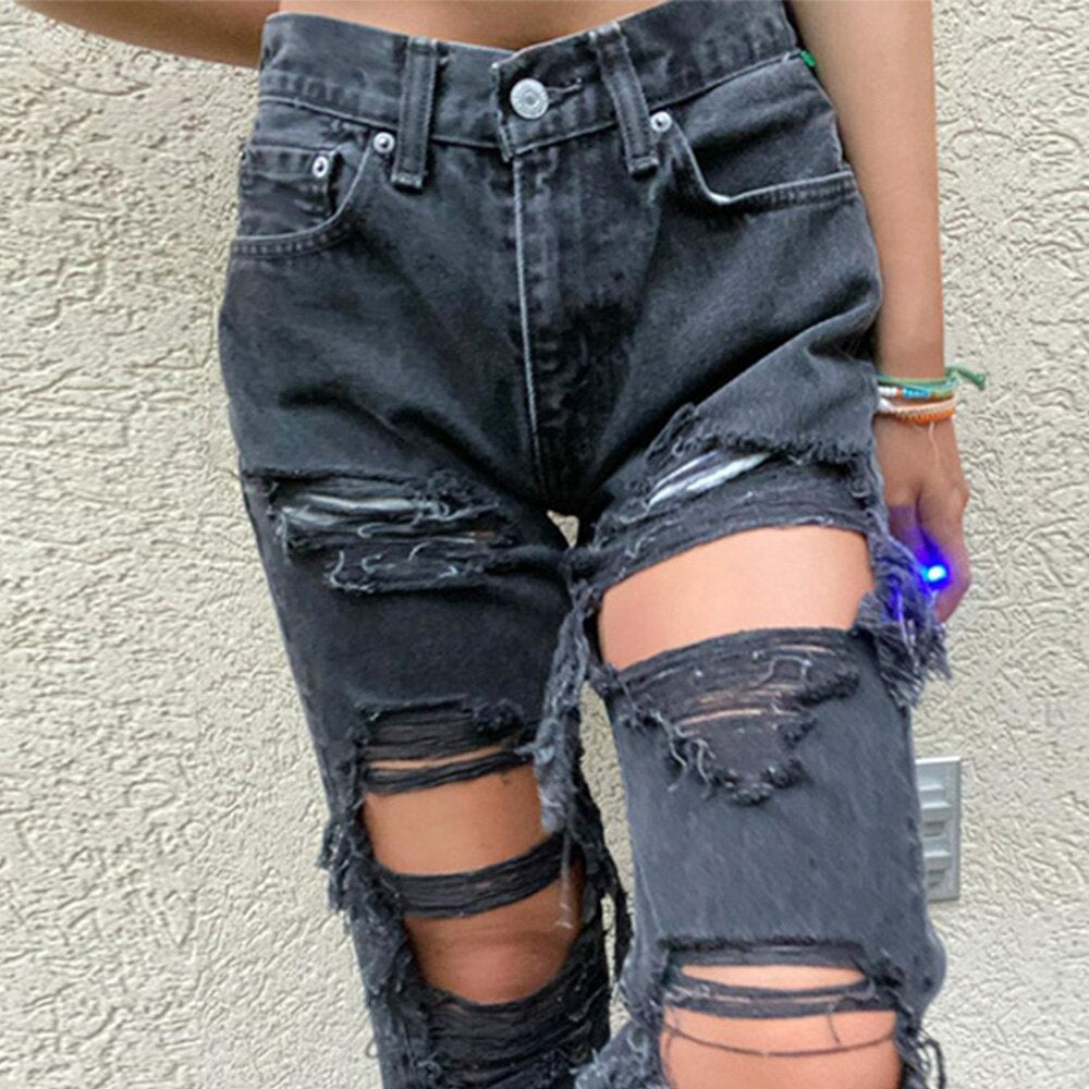 Jeans De Mujer Con Agujeros Rasgados Son Más Delgados Pantalones Vaqueros De Mujer Pantalones De Mujer 