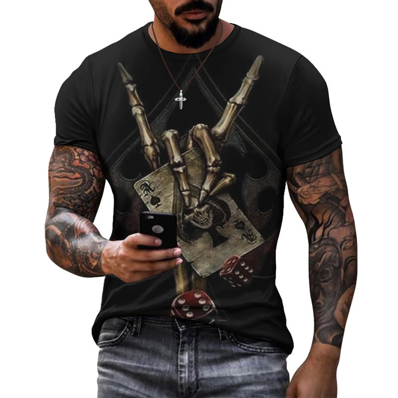 Men's Round Neck Slim Printed Short-sleeved T-shirt