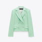 New Texture Double-breasted Short Green Suit Jacket Women
