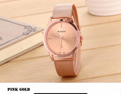 Reloj de malla con cinturón de aleación de moda, relojes unisex para mujer, reloj de cuarzo de estilo minimalista, reloj femenino saat, relojes para mujeres y hombres