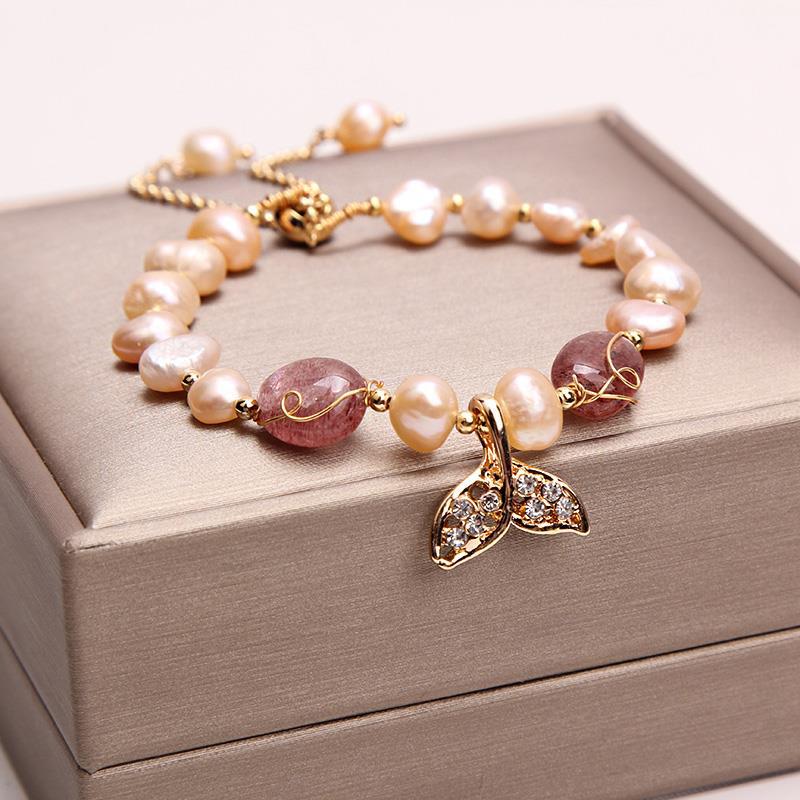 Pulsera de perlas naturales de agua dulce para mujer