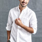 Long-sleeved cotton and linen shirts for men