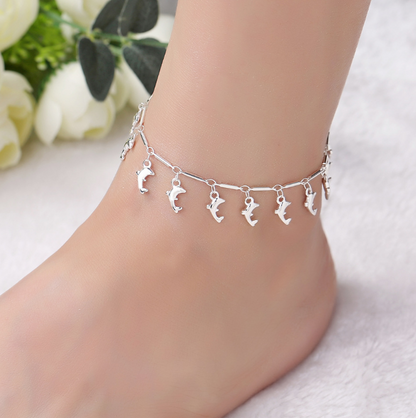 Nueva llegada joyería de verano 925 pulsera de eslabones de cadena de delfín de plata para mujeres niñas regalo de cumpleaños tobillera