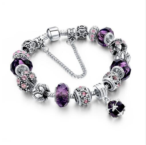 Pulseras y brazaletes de cuentas de cristal Pulseras con dijes de cadena de serpiente para joyería de mujer