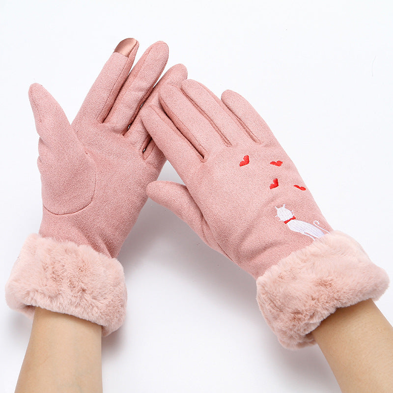 Gloves women winter suede gloves ladies