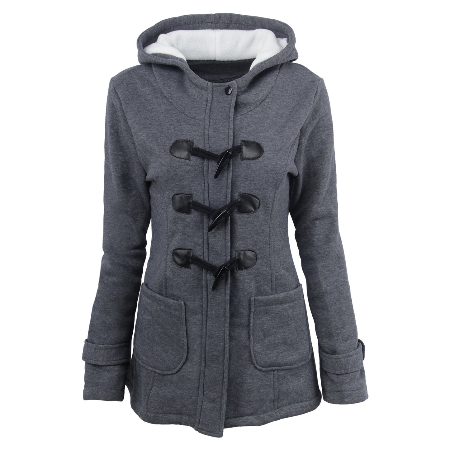 Chaquetas cálidas con Cuello de piel para invierno, abrigo largo con botones de bocina para mujer, parka de talla grande para mujer