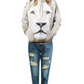 Men's autumn and winter models 3D white lion hooded sweater casual large size lovers