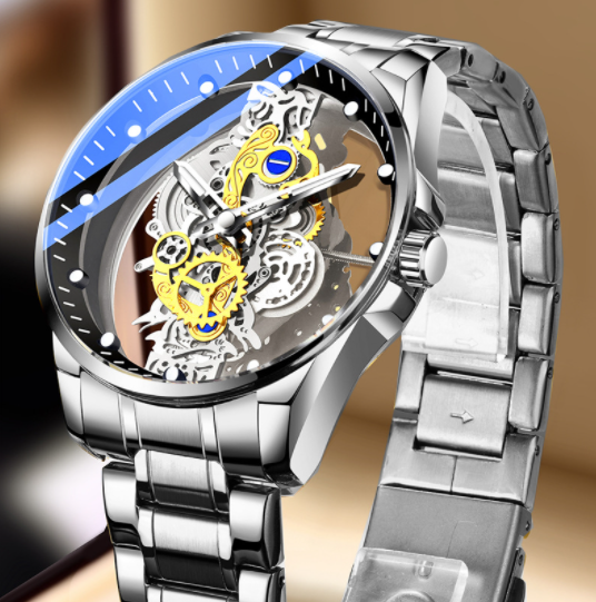 New Men Watch Skeleton Automatic Quartz Watch Gold Skeleton Vintage Man Watch Mens Watches Top Brand Luxury