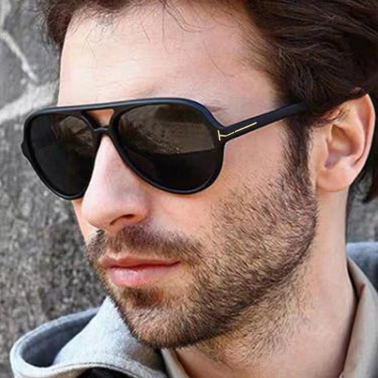 Gafas de sol retro en forma de T con montura redonda para hombre.