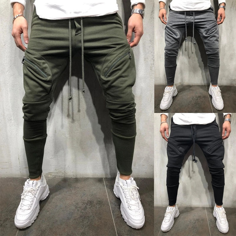 Pantalones deportivos con cremallera para hombre