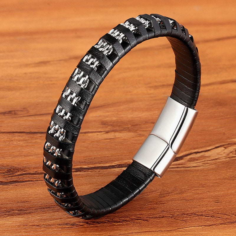 Stainless Steel Multi-leather Rope Bracelet Fashion Trend Men And Women Couple Bracelet Fashion Jewelry