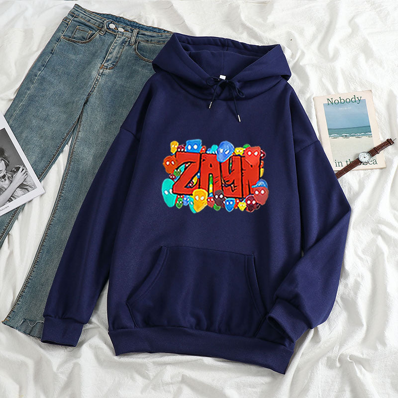 Sudadera con capucha con estampado de letras ZAYN de color artístico