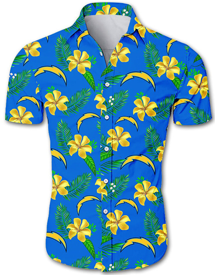 Camisa estampada tipo cárdigan de manga corta holgada deportiva informal con solapa hawaiana floral