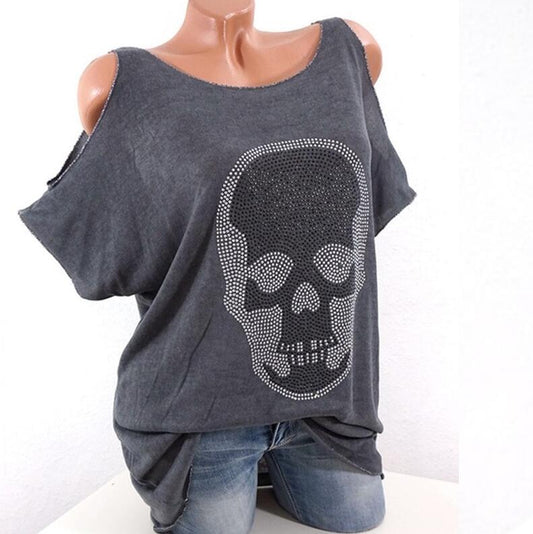 Women Short Sleeve Skull Tops