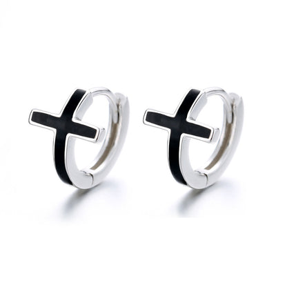 S925 Sterling Silver Cross Earrings women men Earrings