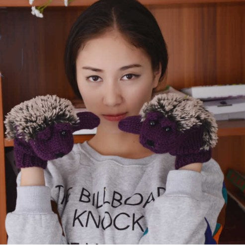 Guantes de erizo de dibujos animados para mujer.