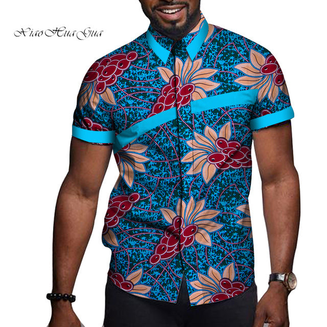 Camiseta de manga corta estampada con ropa de hombre africano