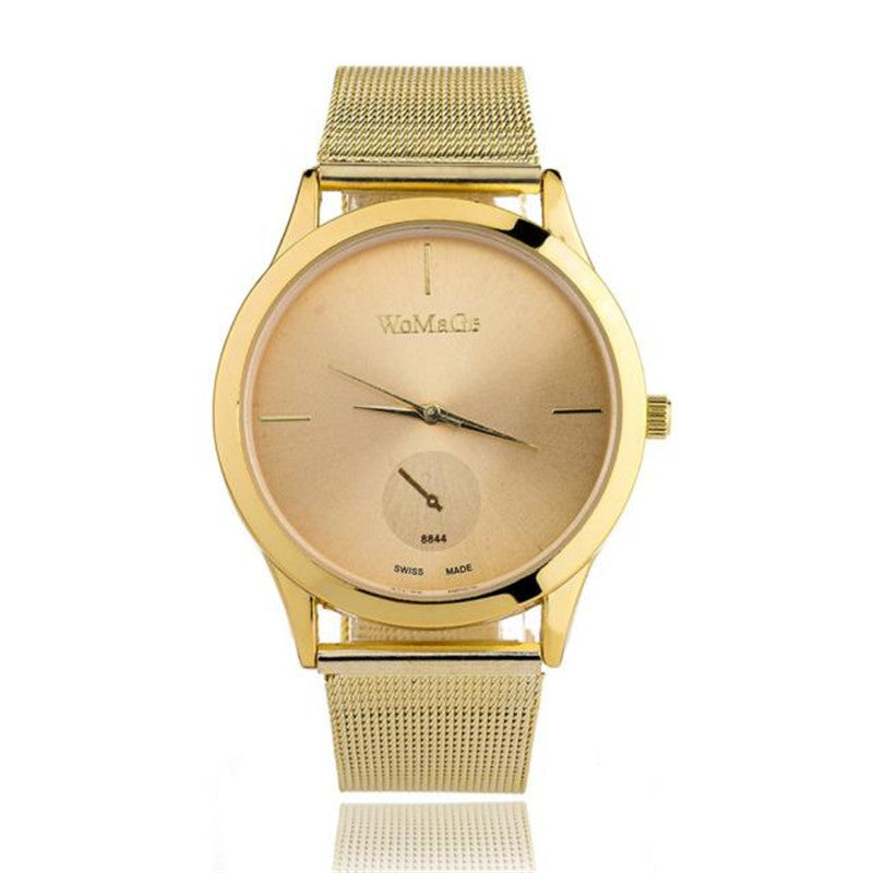 Reloj de malla con cinturón de aleación de moda, relojes unisex para mujer, reloj de cuarzo de estilo minimalista, reloj femenino saat, relojes para mujeres y hombres